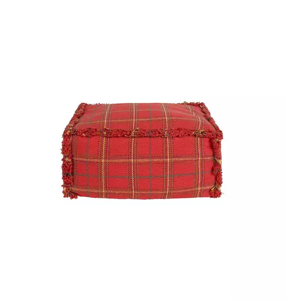 Handloom Pouf Mapple Red