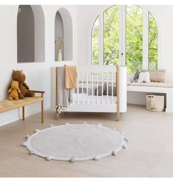 Washable Rug Bubbly Light Grey - White