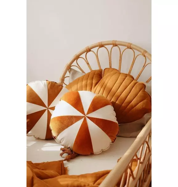 “Gold Circus” Round Patchwork Pillow