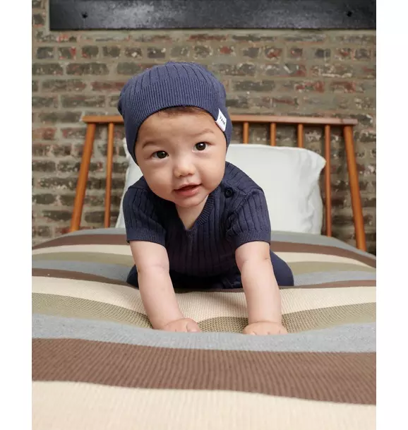 Cotton Beanie - Ribbed - Navy