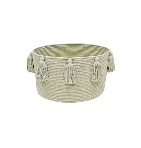 Basket New Tassels Olive