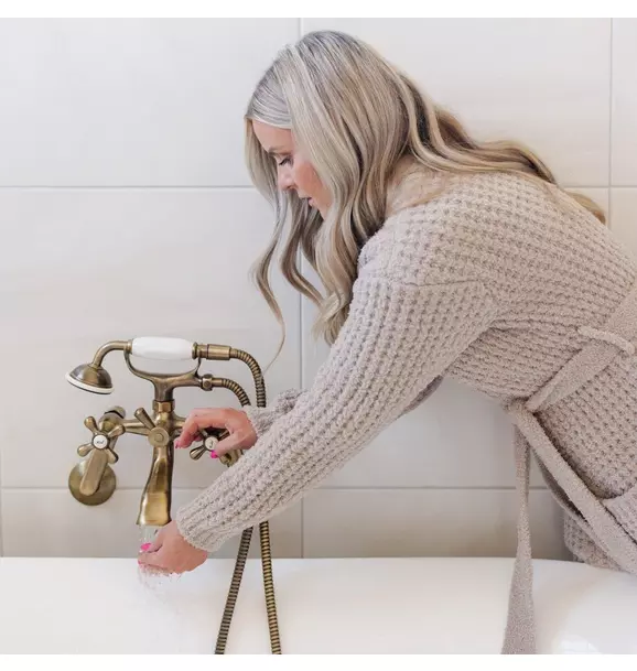 Waffle Knit Robe in Oatmeal