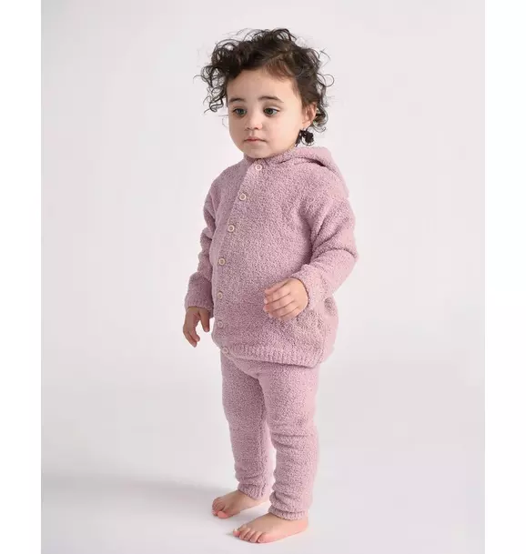 Hooded Cardigan Fuzzy - Ash Rose