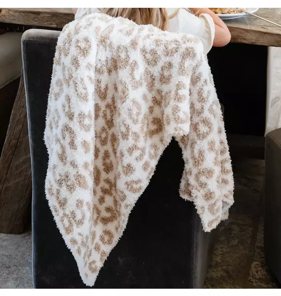 Double Layer Bamboni Blanket in Tan Leopard