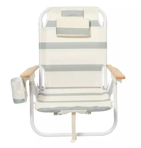 Deluxe Beach Chair: La Palma Sage Stripe