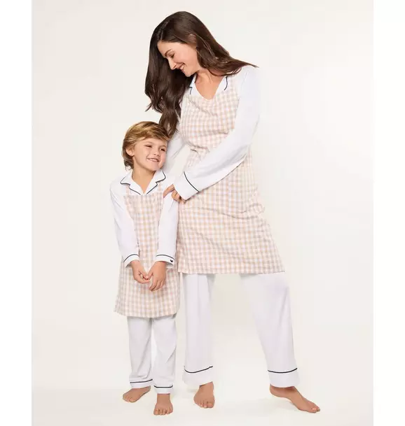 Kid's Twill Apron in Camel Gingham