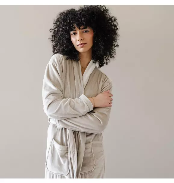 Minky Stretch Luxe Robe in Sandshell