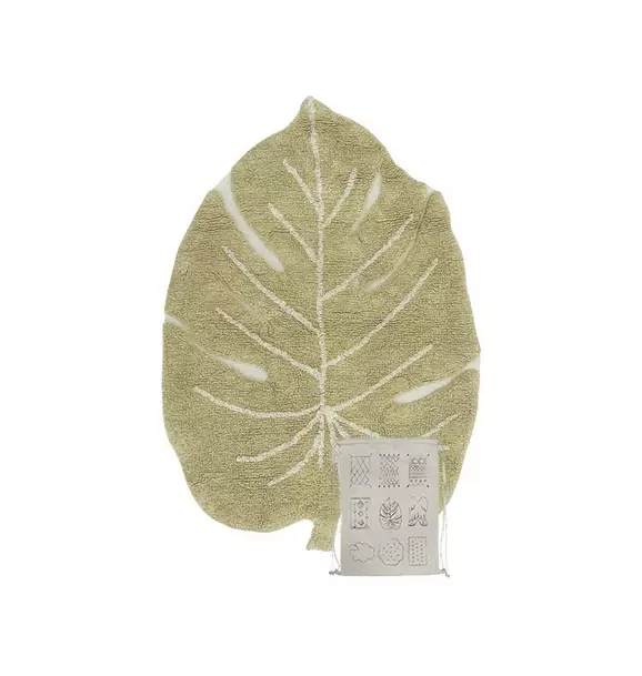 Washable Rug Mini Monstera Olive