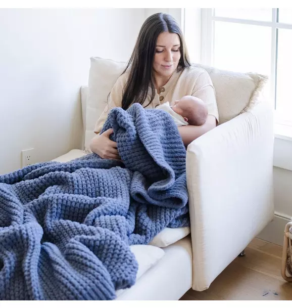 Waffle Knit Blanket in Oxford