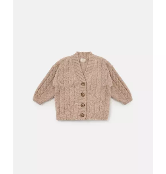 Cable Cardigan Fuzzy - Pecan