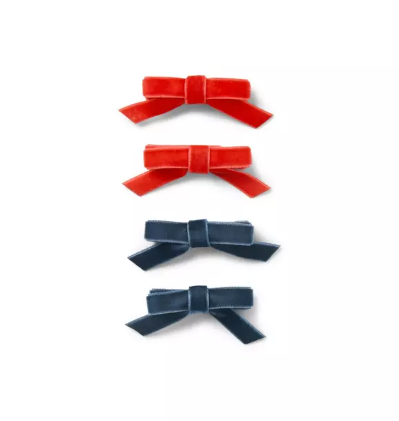 Velvet Bow Barrette Set