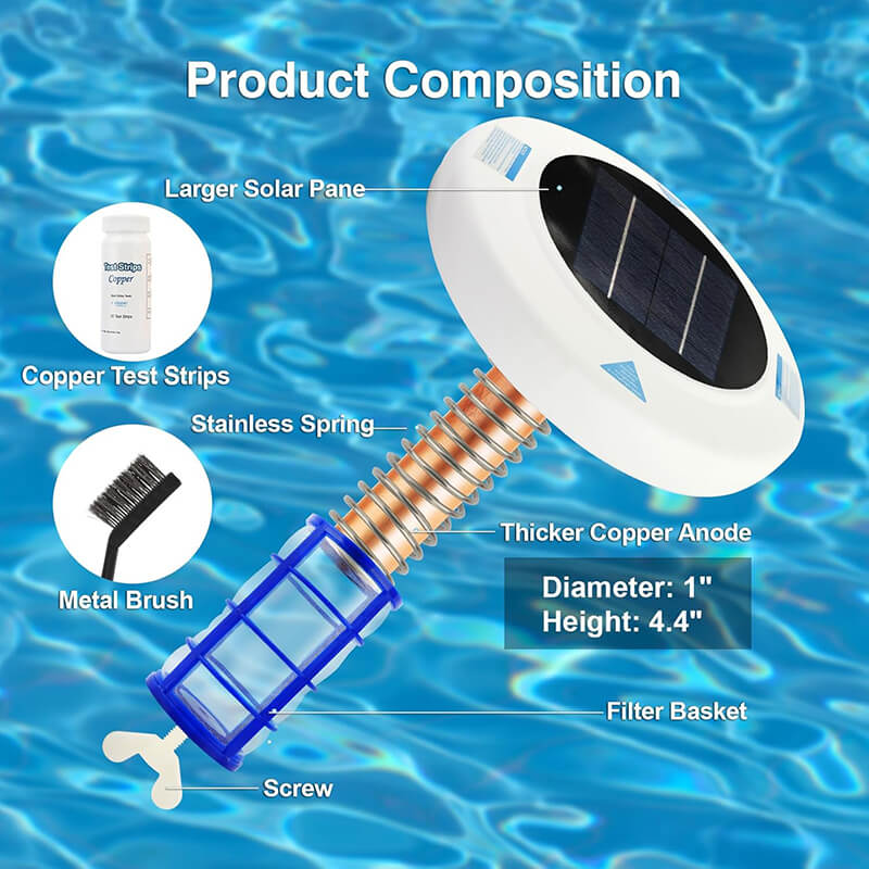 Solar Powered Pool Ionizer with LED Light
