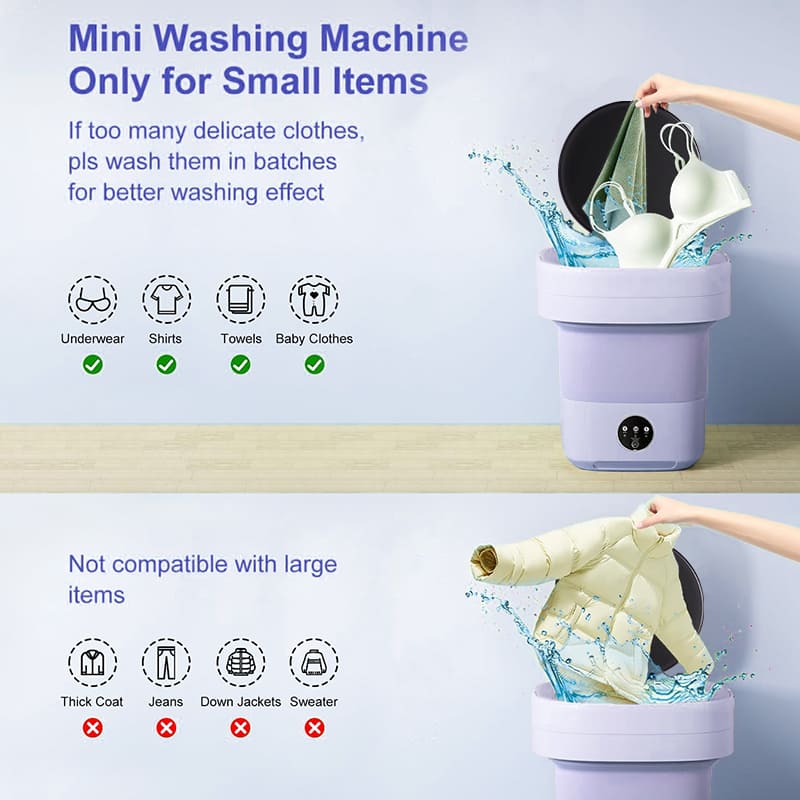 15L Foldable Washing Machine with Blue Light & UV Sterilization