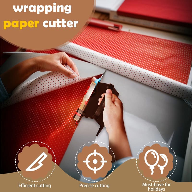 2 in 1 Wheel Wrapping Paper Cutter & Tape Dispenser Set