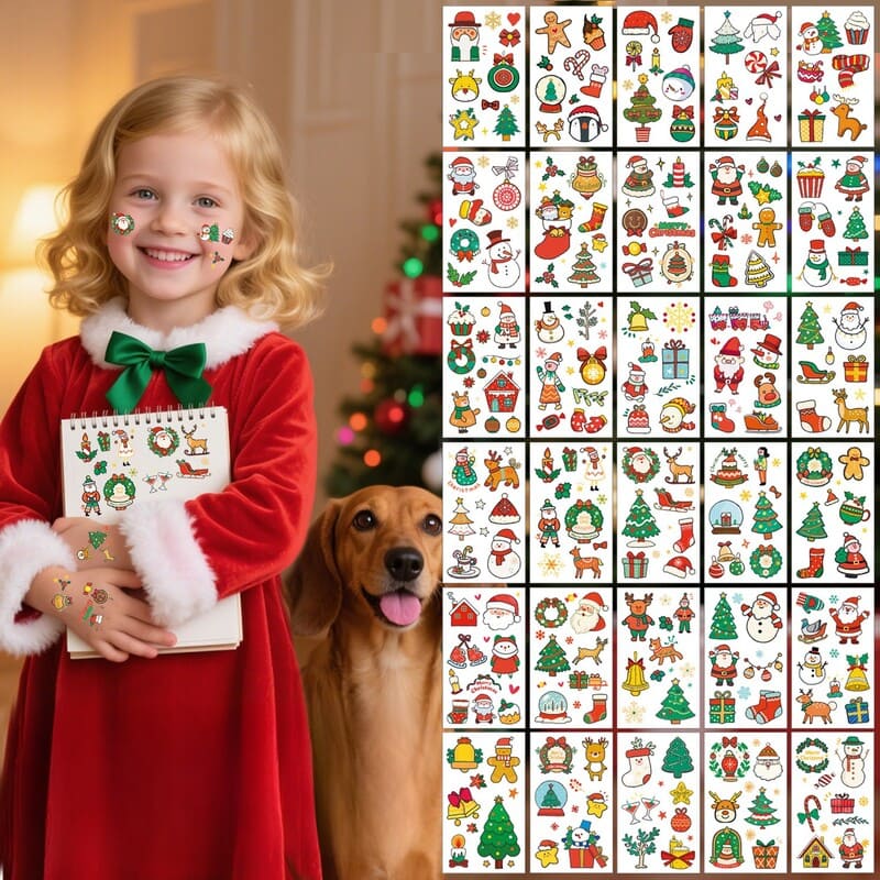 24 PCS Floating Candles with Wand Remote & Holiday Tattoo Sticker Set