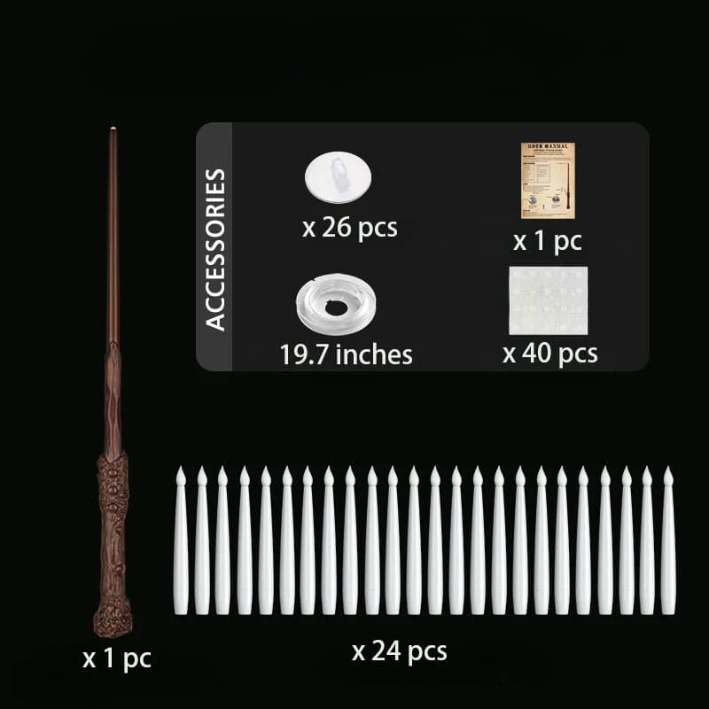 24 PCS Floating Candles with Wand Remote & Holiday Tattoo Sticker Set