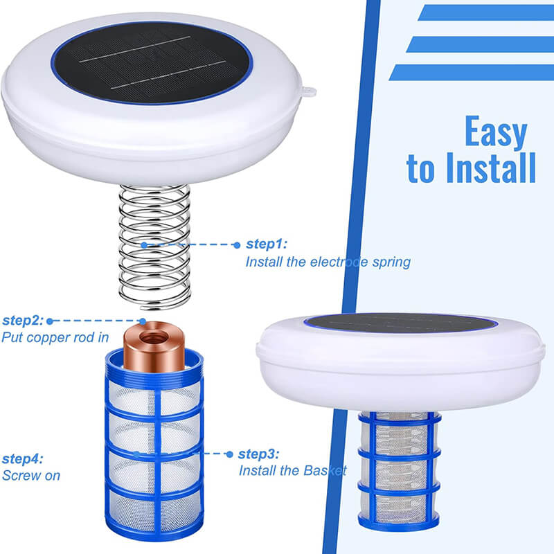 Solar Powered Pool Ionizer with LED Light
