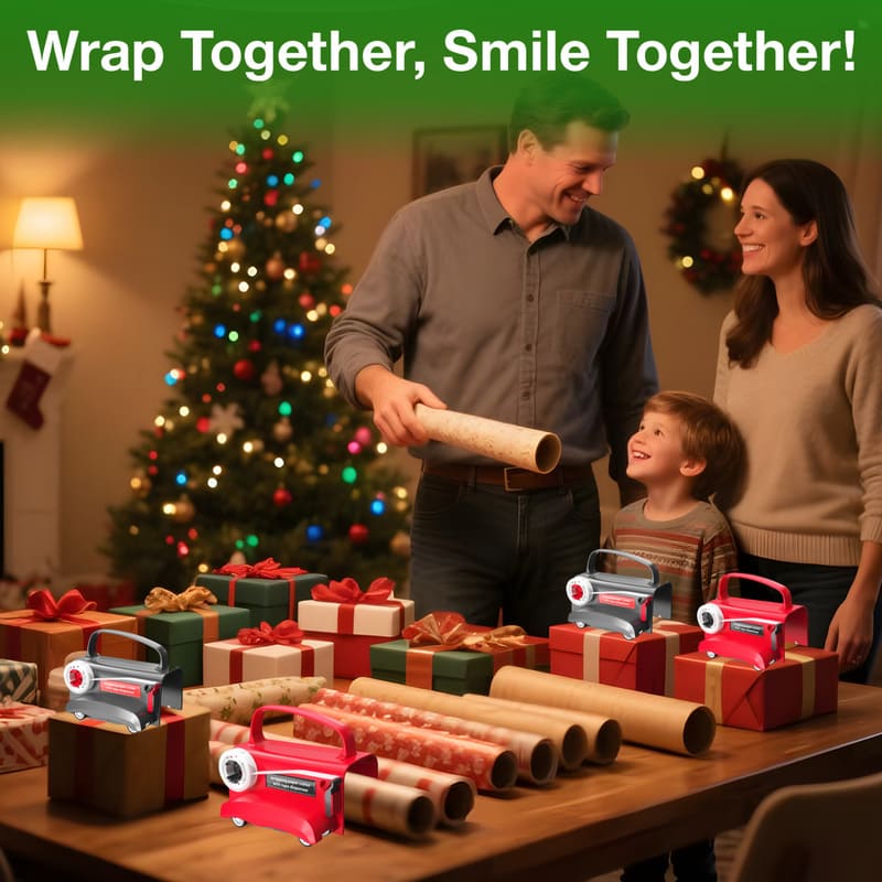 2 in 1 Wheel Wrapping Paper Cutter & Tape Dispenser Set