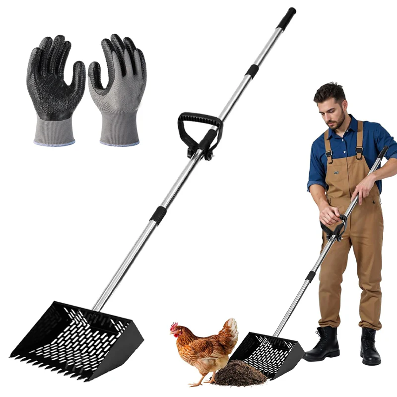 3 in 1 Metal Poop Scooper & Rake & Screen, For Chickens, Dogs, Horses, and Cats