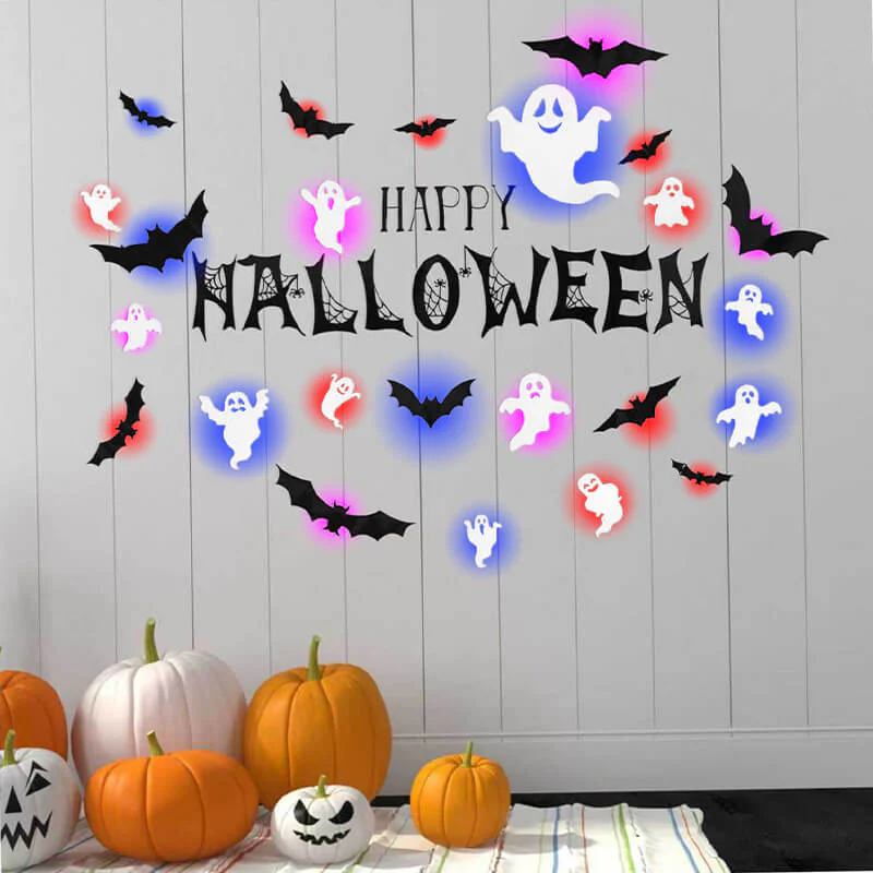 104PCS Halloween 3D Lighted Bats / Spider / Ghost Wall Decors