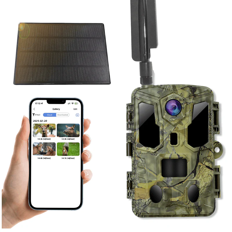 4G Cellular Trail Camera with Solar Panel, 4K Ultra HD