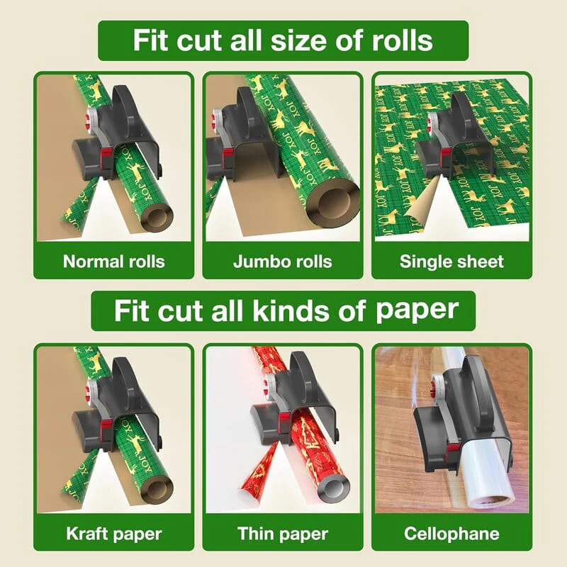 2 in 1 Wheel Wrapping Paper Cutter & Tape Dispenser Set