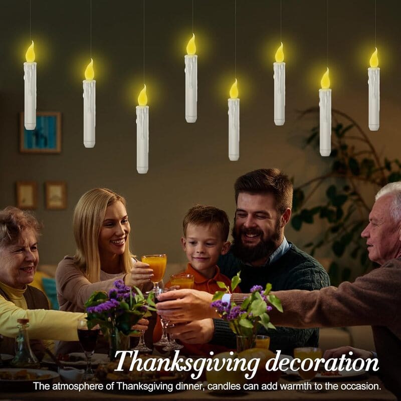 24 PCS Floating Candles with Wand Remote & Holiday Tattoo Sticker Set