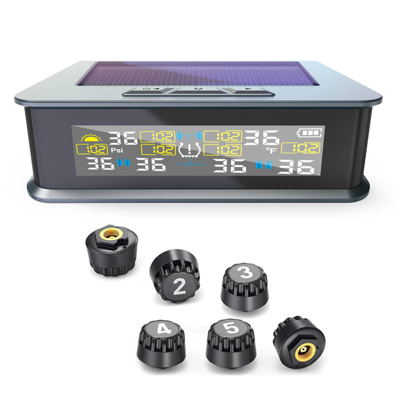 Solar Tire Pressure Monitor System with 6 Sensors