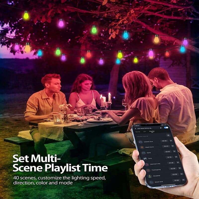 Smart Outdoor RGB Bulb String Lights