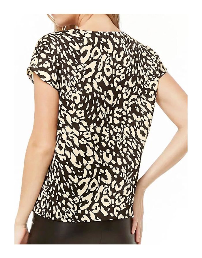 Casual T-shirts Leopard Print V-neck Loose Summer Top