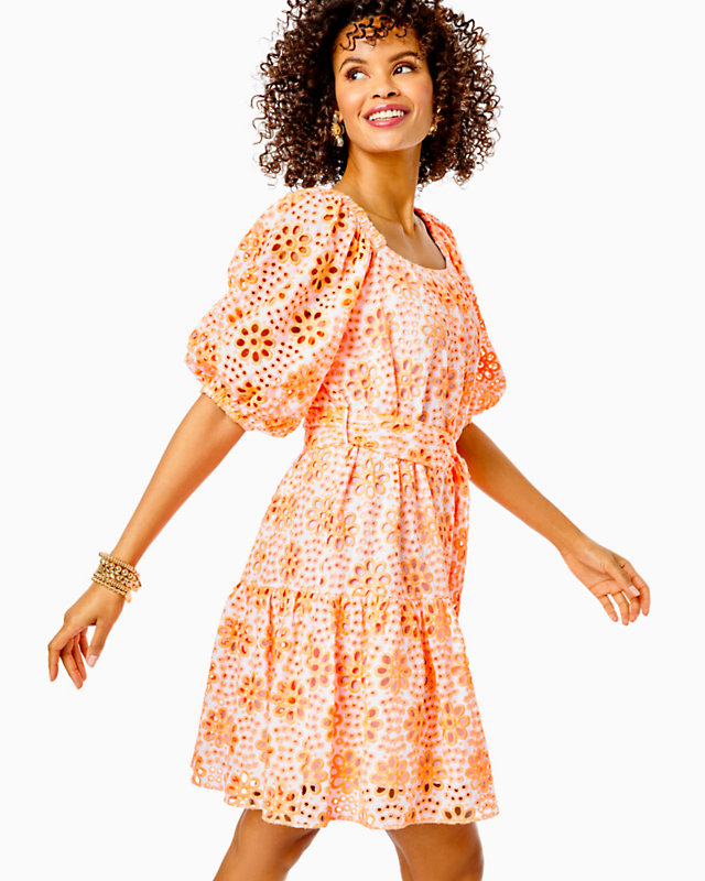 Kerrigan Elbow Sleeve Eyelet Dress