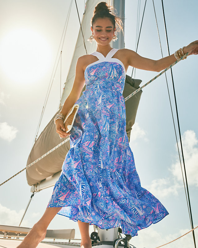 Jenette Cotton Halter Maxi Dress