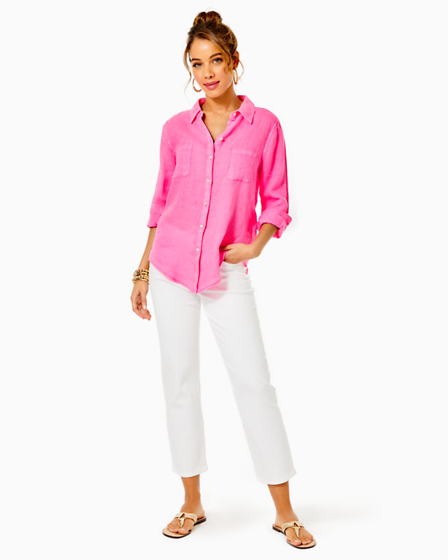 Sea View Linen Button Down Top