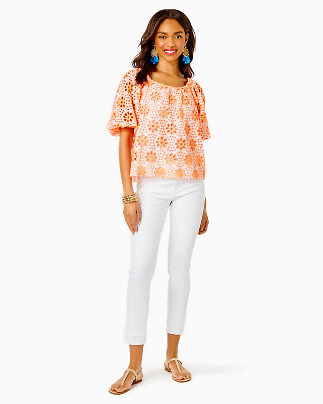 Kerrigan Elbow Sleeve Eyelet Top