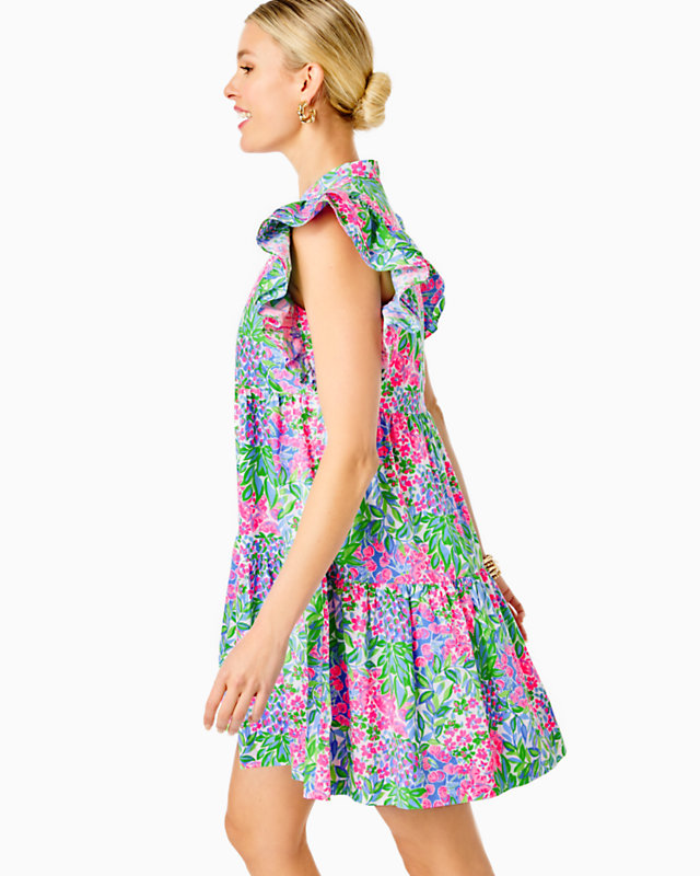 Aldena Ruffle Sleeve Cotton Dress