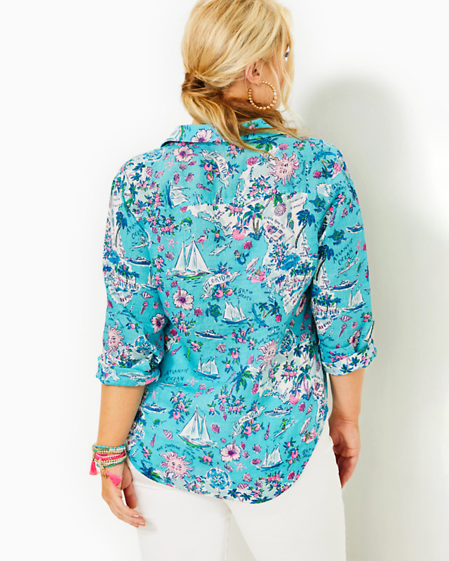 Sea View Linen Button Down Top