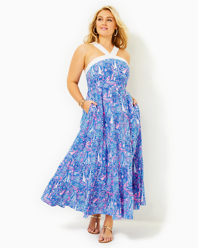 Jenette Cotton Halter Maxi Dress