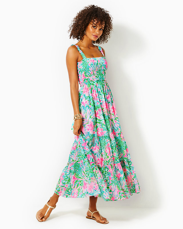 Hadly Smocked Cotton Maxi Dress