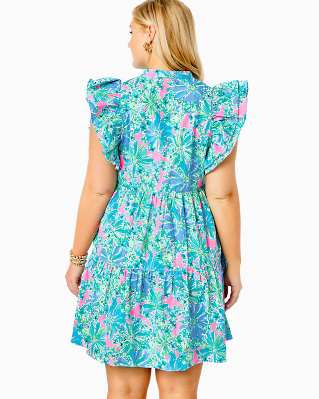Aldena Ruffle Sleeve Cotton Dress