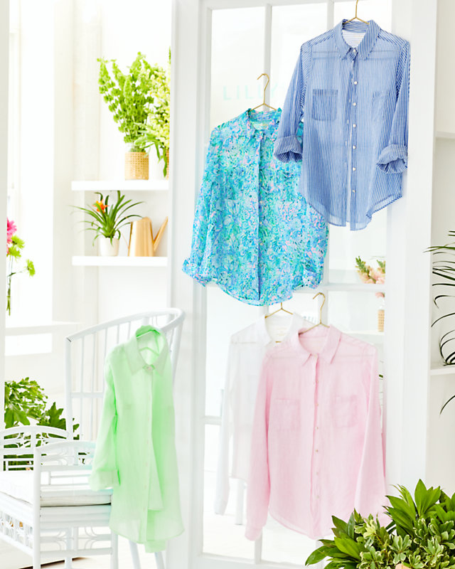 Sea View Linen Button Down Top