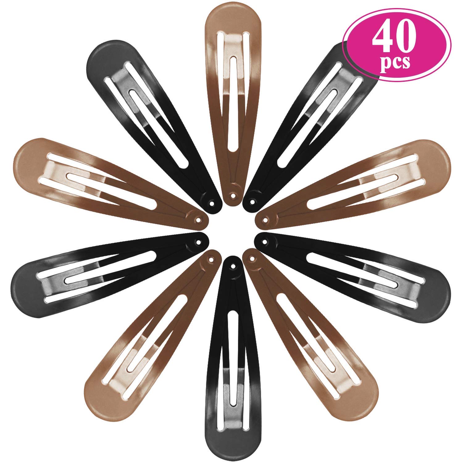 Women Hair Clips, Dependingi 40 Pcs 7cm / 2.8 Inch Long No Slip Metal Hair Clips Large Snap Hair Clips Barrettes Hairpins for Thick Hair (Brown, Black)