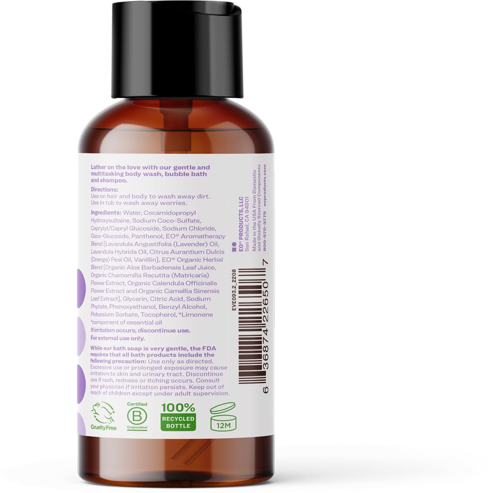 Everyone 3-in-1 Soap, Body Wash, Bubble Bath, Shampoo, 32 Ounce (Pack of 2), Lavender and Aloe, Coconut Cleanser with Organic Plant Extracts and Pure Essential Oils (Packaging May Vary)