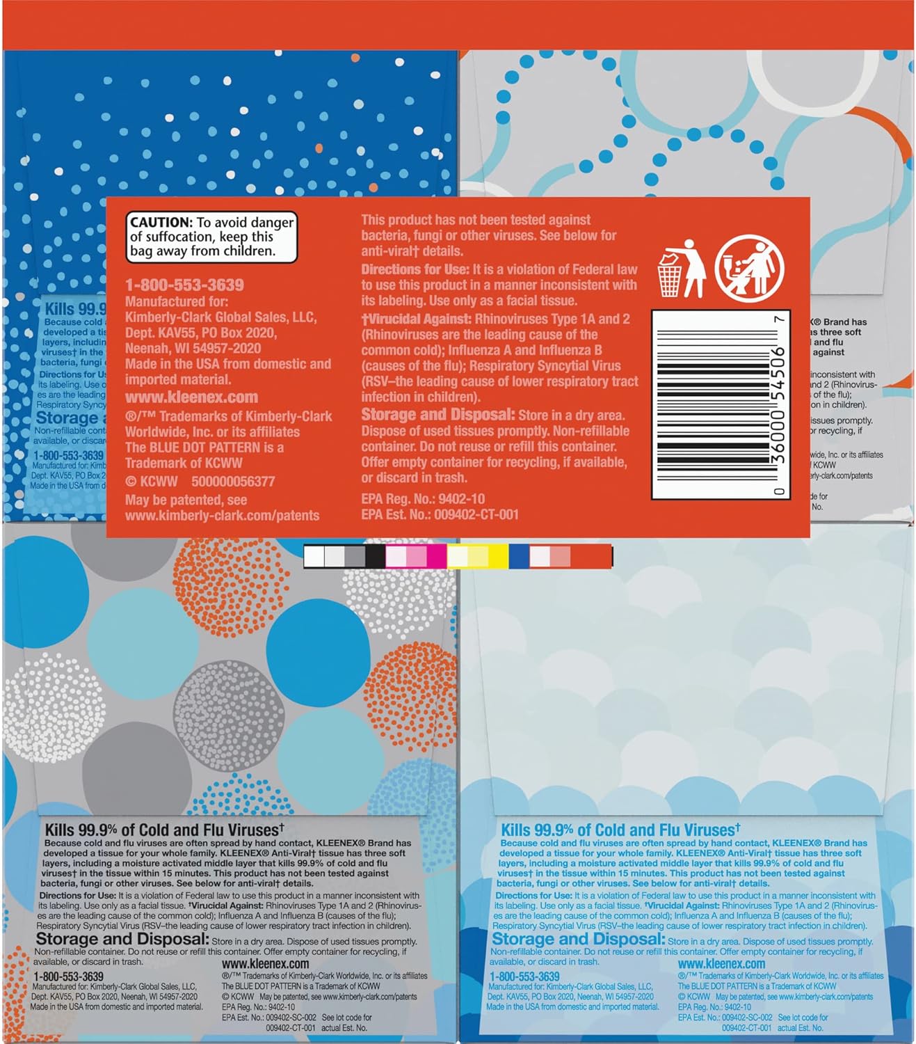 Kleenex Anti-Viral Facial Tissues, Classroom or Office Tissue, 18 Cube Boxes, 55 Tissues per Box, 3-Ply (990 Total Tissues)