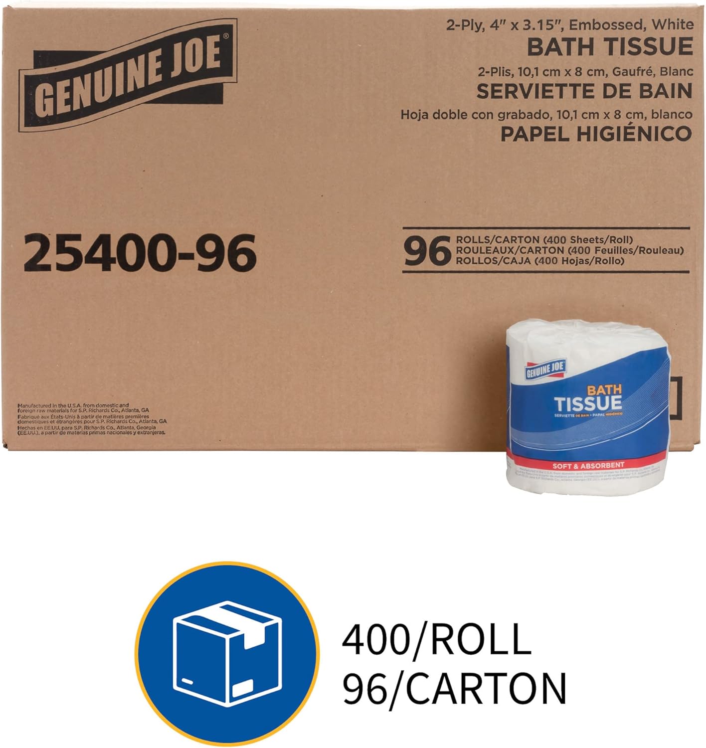 Genuine Joe GJO2540096 2-ply Standard Bath Tissue Rolls White, 96 rolls