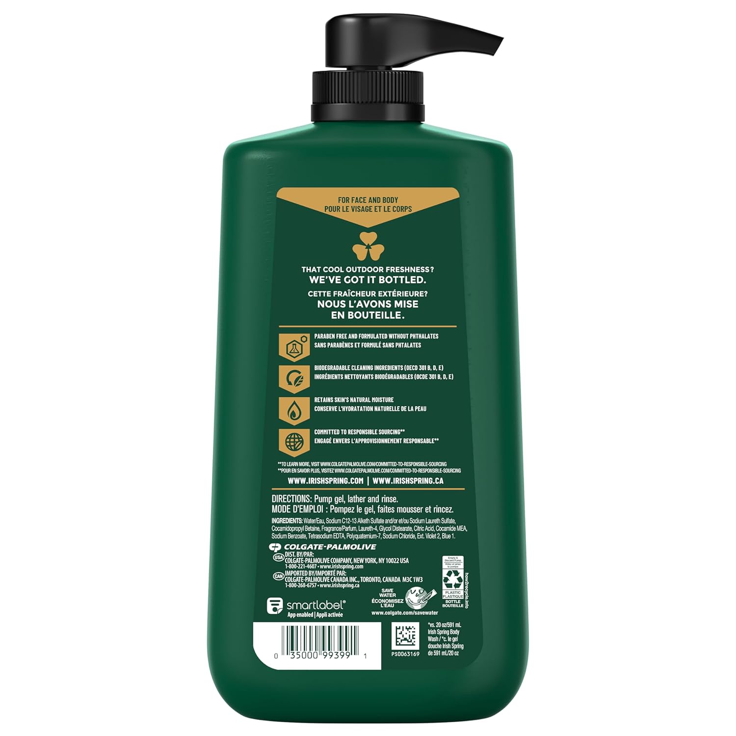 Irish Spring Mens Body Wash, Moisture Blast Body Wash for Men, Feel Fresh All Day, 30 Oz Pump Bottle