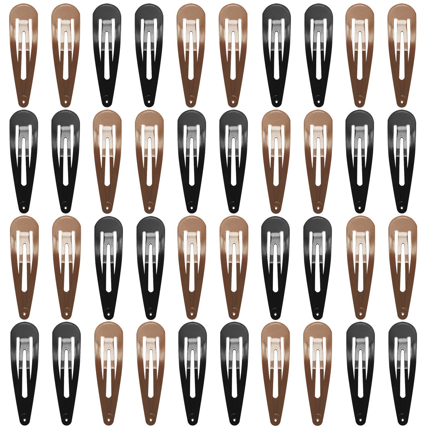 Women Hair Clips, Dependingi 40 Pcs 7cm / 2.8 Inch Long No Slip Metal Hair Clips Large Snap Hair Clips Barrettes Hairpins for Thick Hair (Brown, Black)