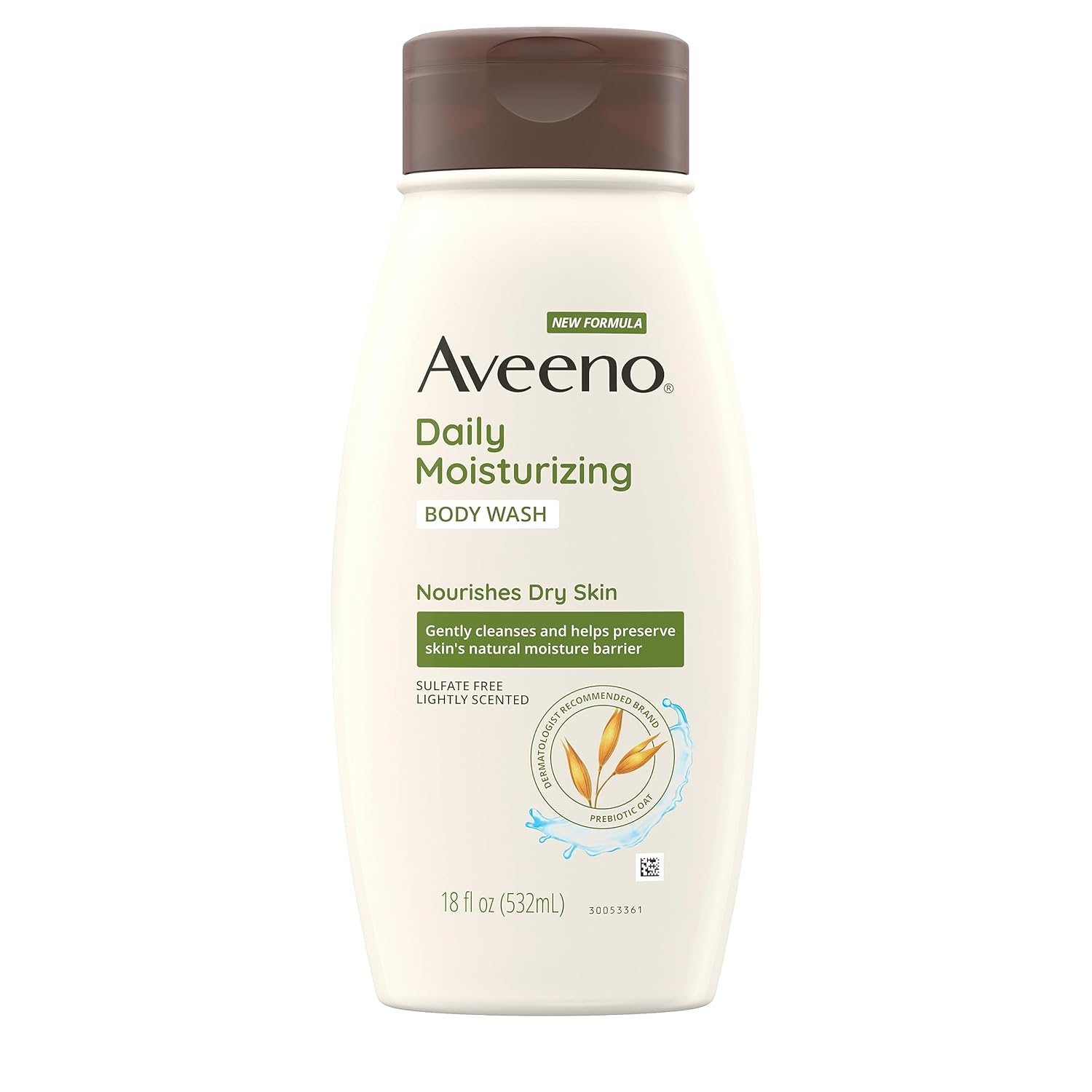 Aveeno Daily Moisturizing Body Wash, Body Wash for Dry Skin with Soothing Oat, Creamy Shower Cleanser, Gentle, Soap-Free and Dye-Free, Lightly Scented Body Wash, 33 FL OZ