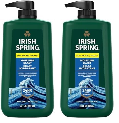Irish Spring Mens Body Wash, Moisture Blast Body Wash for Men, Feel Fresh All Day, 30 Oz Pump Bottle
