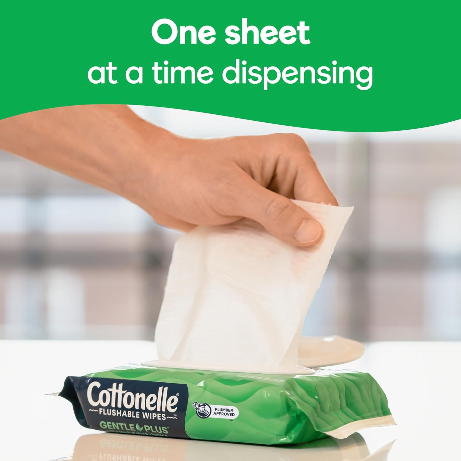 Cottonelle GentlePlus Flushable Wet Wipes with Aloe & Vitamin E, 6 Flip-Top Packs, 42 Wipes Per Pack (252 Total Wipes), Packaging May Vary