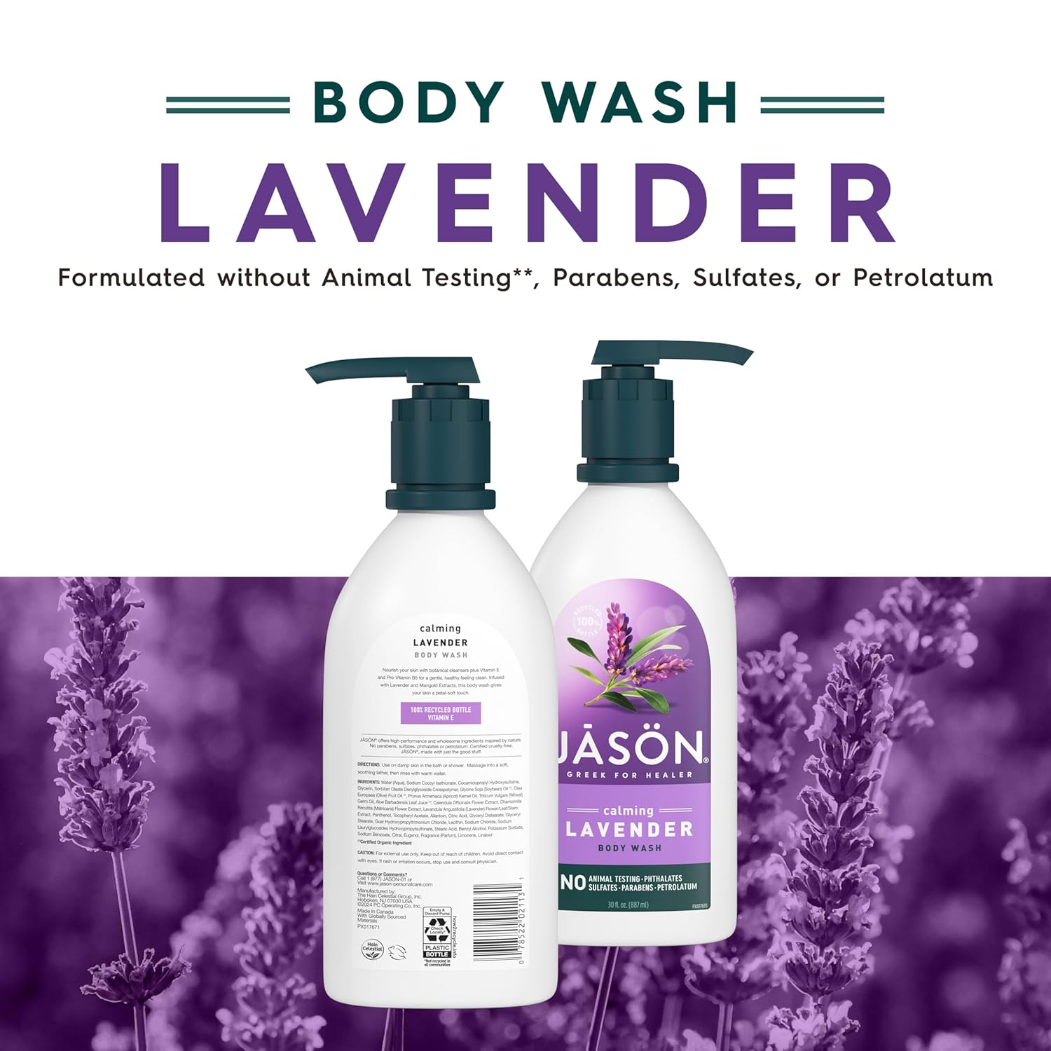 JASON Lavender Calming Body Wash, For a Gentle Feeling Clean, 30 Fluid Ounces